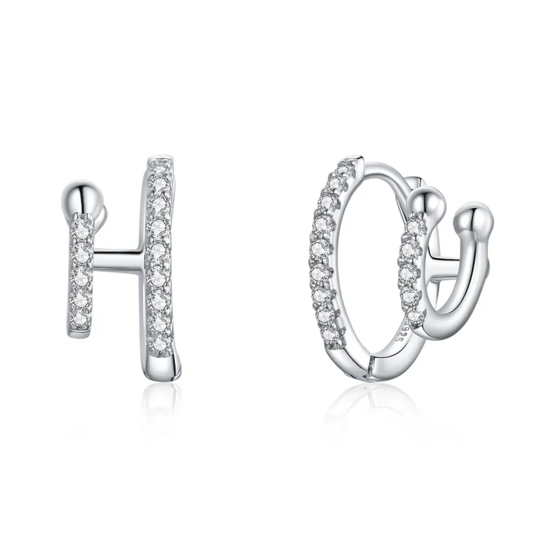(image for) Pandora Style Silver Hoop Earrings, Shining - SCE1118 - Product Image
