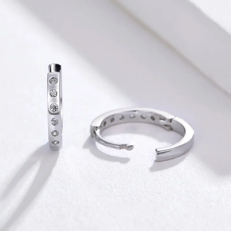 (image for) Pandora Style Silver Hoop Earrings, Simple - BSE101 - View 4