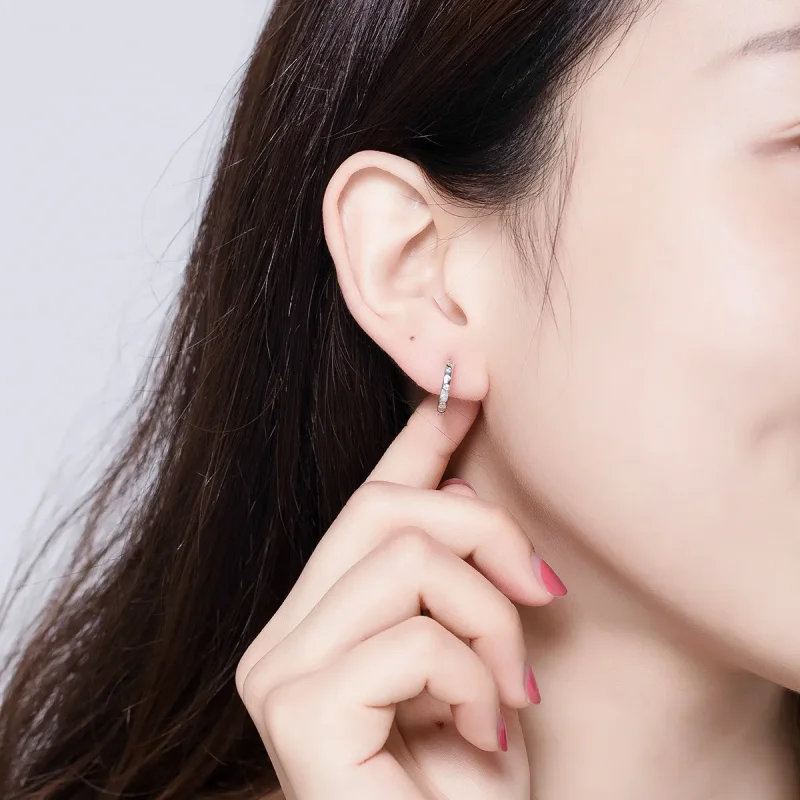 (image for) Pandora Style Silver Hoop Earrings, Simple - BSE101 - View 5