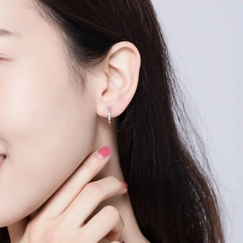 (image for) Pandora Style Silver Hoop Earrings, Simple - BSE101 - View 6