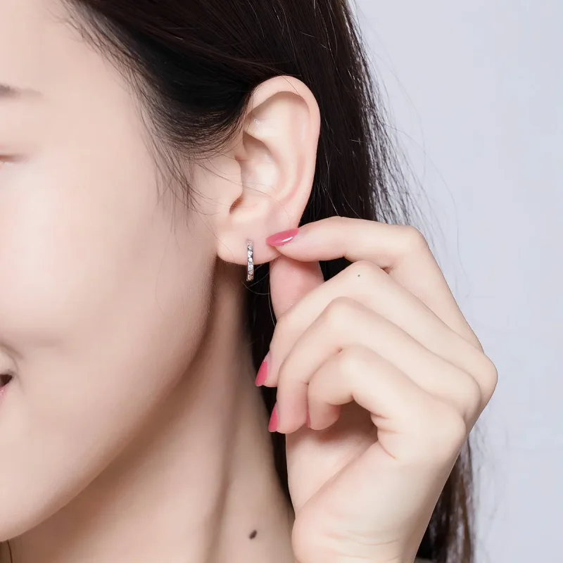 (image for) Pandora Style Silver Hoop Earrings, Simple - BSE101 - View 7