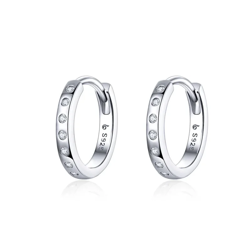 (image for) Pandora Style Silver Hoop Earrings, Simple - BSE101 - Product Image