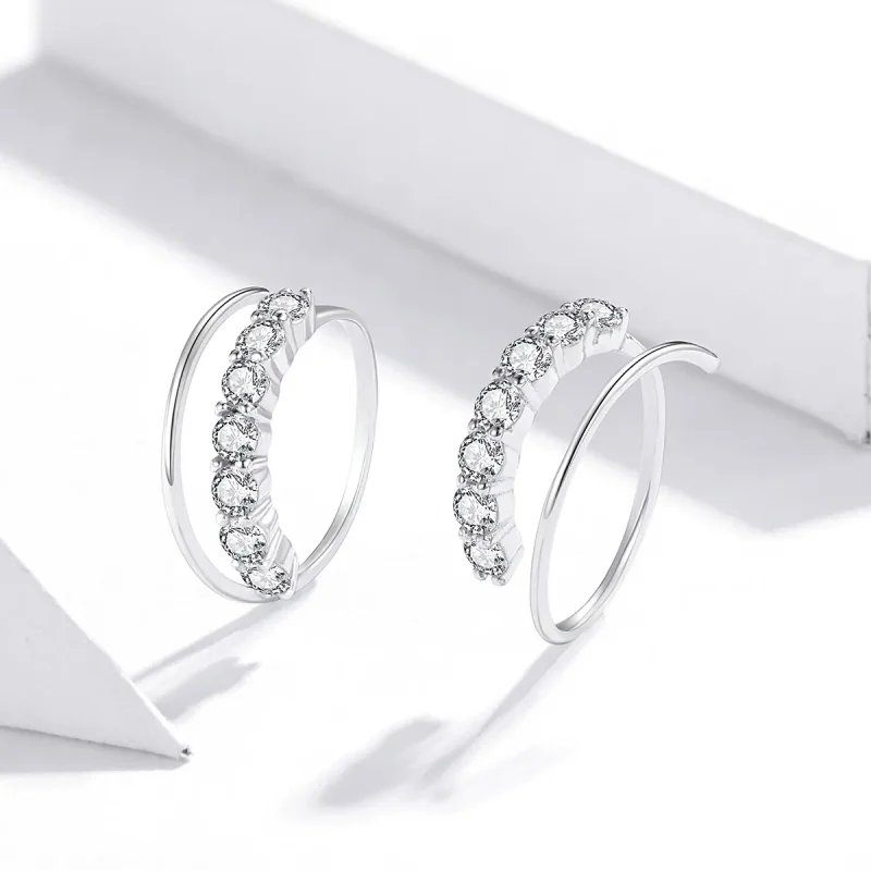 (image for) Pandora Style Silver Hoop Earrings, Simple Geometry - SCE931 - View 2