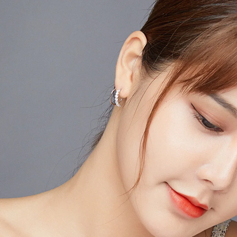 (image for) Pandora Style Silver Hoop Earrings, Simple Geometry - SCE931 - View 7