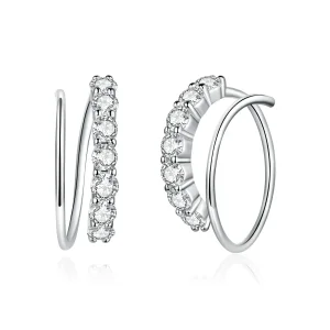 (image for) Pandora Style Silver Hoop Earrings, Simple Geometry - SCE931