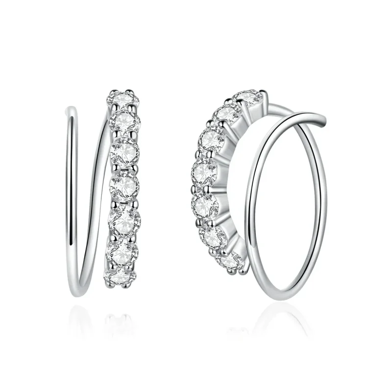 (image for) Pandora Style Silver Hoop Earrings, Simple Geometry - SCE931 - Product Image