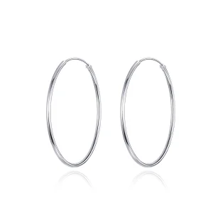 (image for) Pandora Style Silver Hoop Earrings, Simple Line - SCE710