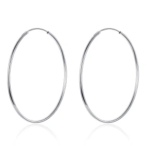 (image for) Pandora Style Silver Hoop Earrings, Simple Line - SCE711