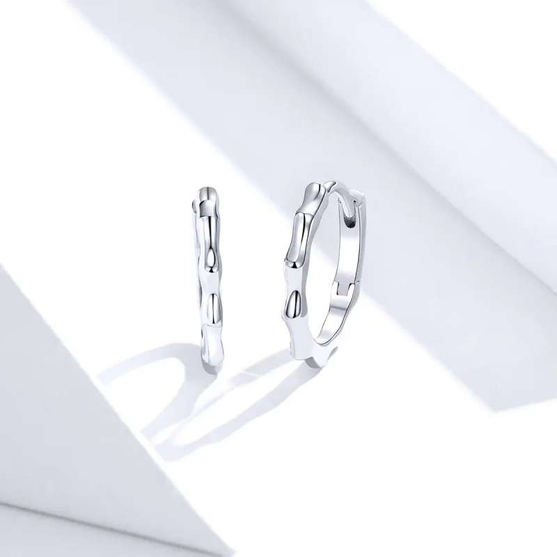 (image for) Pandora Style Silver Hoop Earrings, Simple Line - SCE843 - View 2