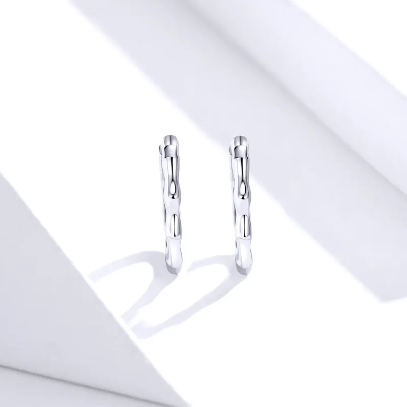(image for) Pandora Style Silver Hoop Earrings, Simple Line - SCE843 - View 3