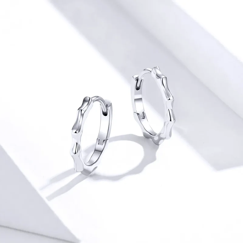 (image for) Pandora Style Silver Hoop Earrings, Simple Line - SCE843 - View 4
