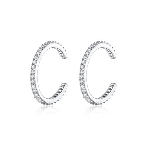 (image for) Pandora Style Silver Hoop Earrings, Simple - SCE842