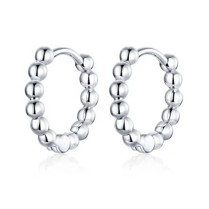 (image for) Pandora Style Silver Hoop Earrings, Small Ball - SCE807-A