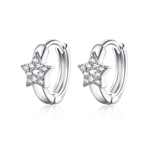 (image for) Pandora Style Silver Hoop Earrings, Starry Light - BSE172
