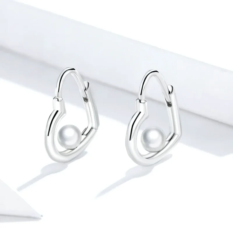 (image for) Pandora Style Silver Hoop Earrings, The Heart of Treasure - SCE939 - View 2