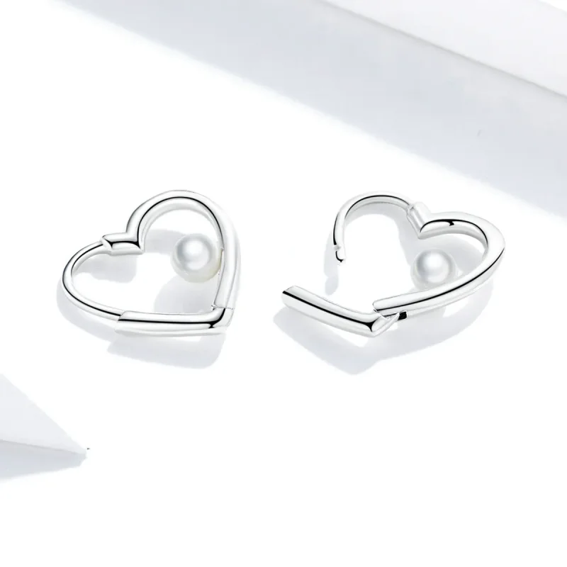 (image for) Pandora Style Silver Hoop Earrings, The Heart of Treasure - SCE939 - View 4
