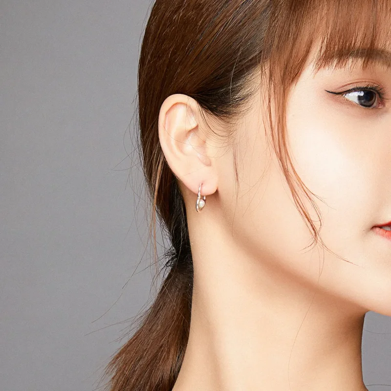 (image for) Pandora Style Silver Hoop Earrings, The Heart of Treasure - SCE939 - View 5