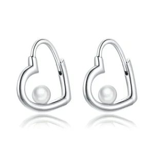 (image for) Pandora Style Silver Hoop Earrings, The Heart of Treasure - SCE939