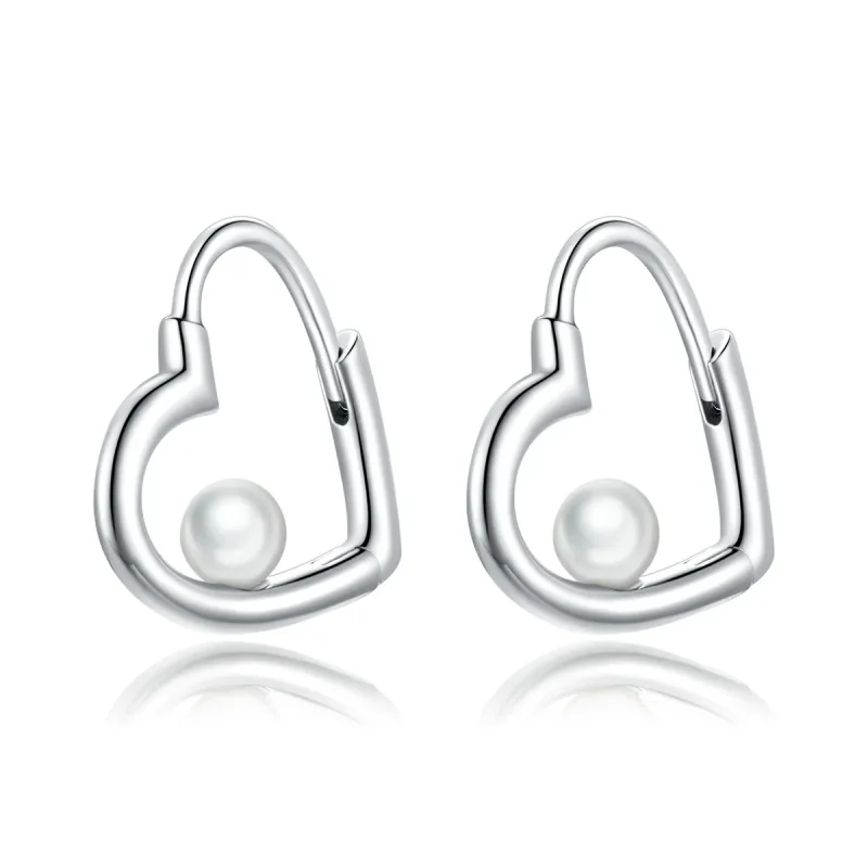 (image for) Pandora Style Silver Hoop Earrings, The Heart of Treasure - SCE939 - Product Image
