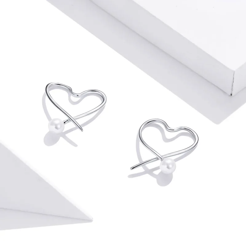 (image for) Pandora Style Silver Hoop Earrings, The Heart of Treasure - SCE964 - View 2