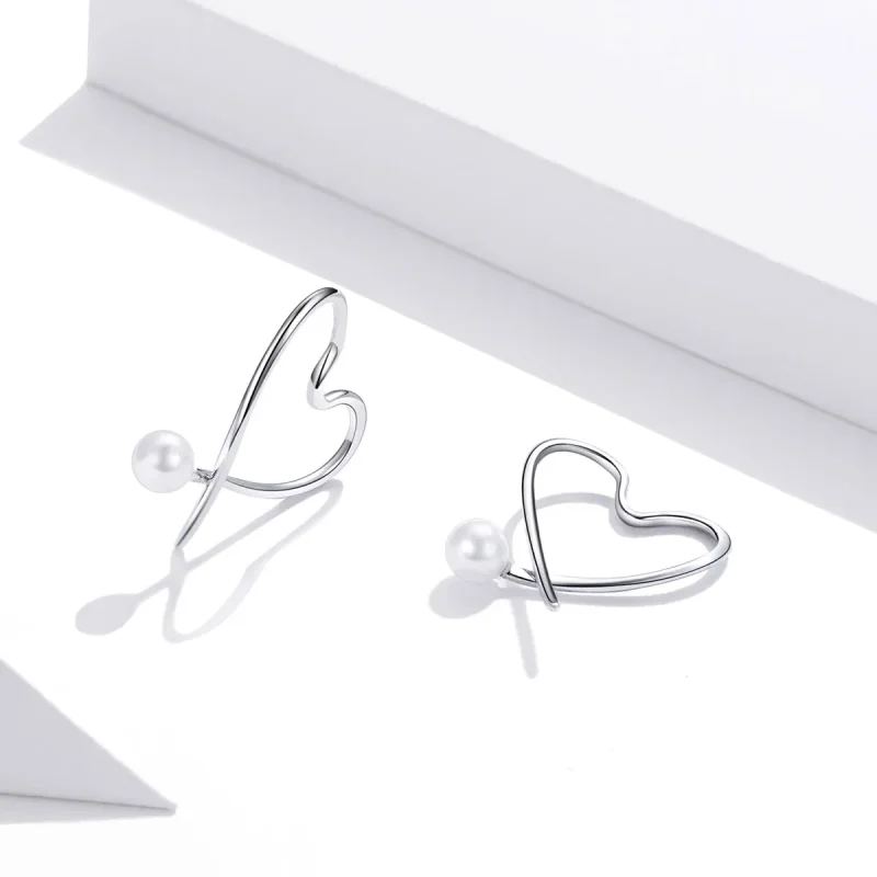 (image for) Pandora Style Silver Hoop Earrings, The Heart of Treasure - SCE964 - View 4