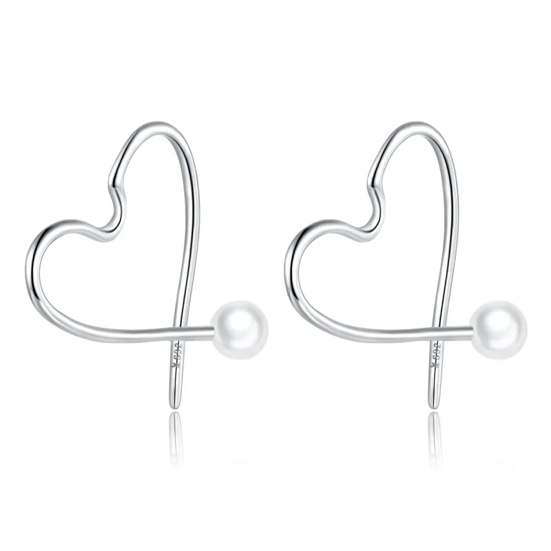 (image for) Pandora Style Silver Hoop Earrings, The Heart of Treasure - SCE964 - Product Image