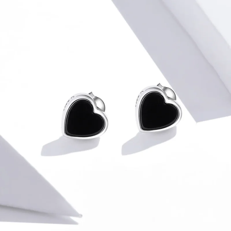 (image for) Pandora Style Silver Stud Earrings, Agate Love - SCE915 - View 2