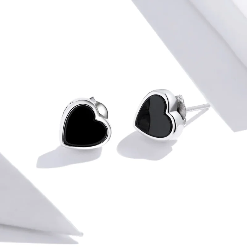 (image for) Pandora Style Silver Stud Earrings, Agate Love - SCE915 - View 3
