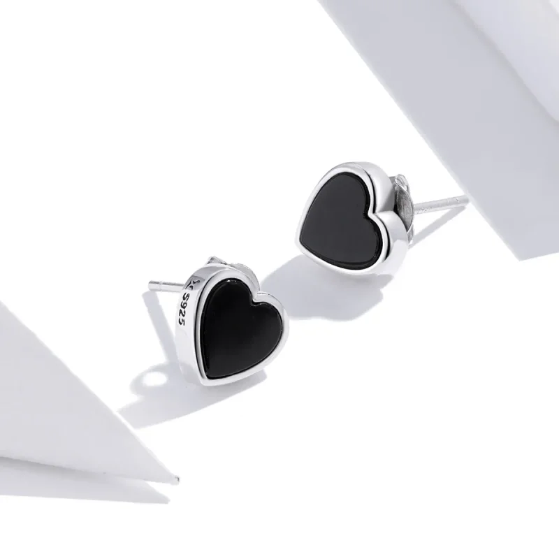 (image for) Pandora Style Silver Stud Earrings, Agate Love - SCE915 - View 4