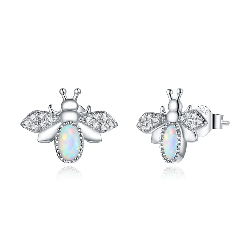 (image for) Pandora Style Silver Stud Earrings, Bee - SCE1021 - Product Image