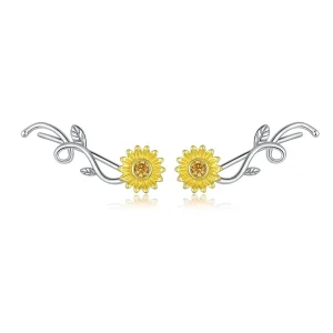(image for) Pandora Style Silver Stud Earrings, Bicolor Fresh Daisy - BSE394