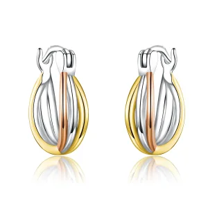 (image for) Pandora Style Silver Stud Earrings, Bicolor - SCE719