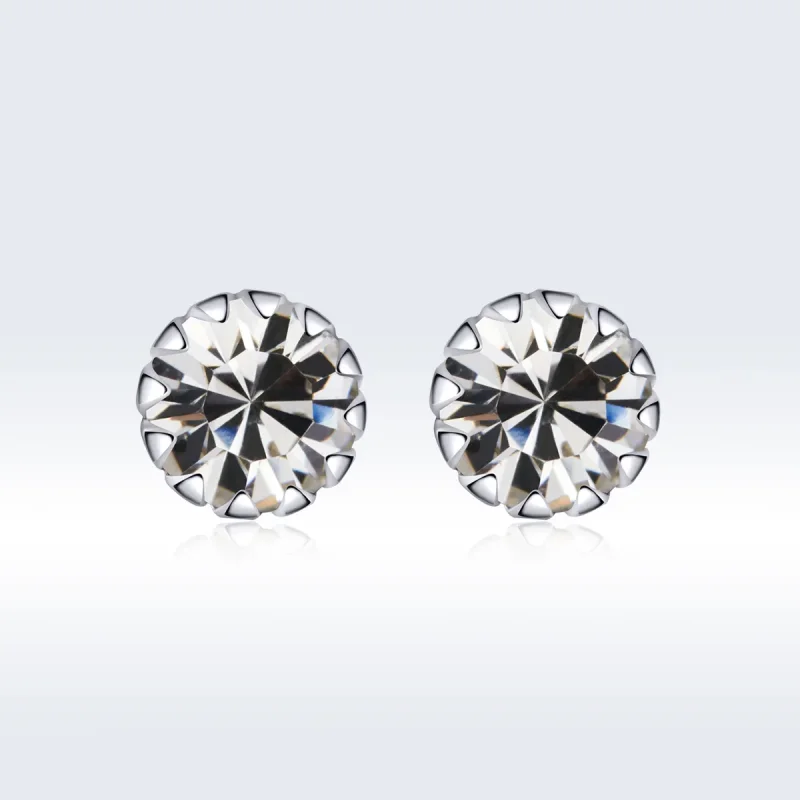 (image for) Pandora Style Silver Stud Earrings, Birthstone April - SCE862-4 - View 3