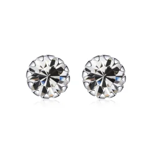(image for) Pandora Style Silver Stud Earrings, Birthstone April - SCE862-4