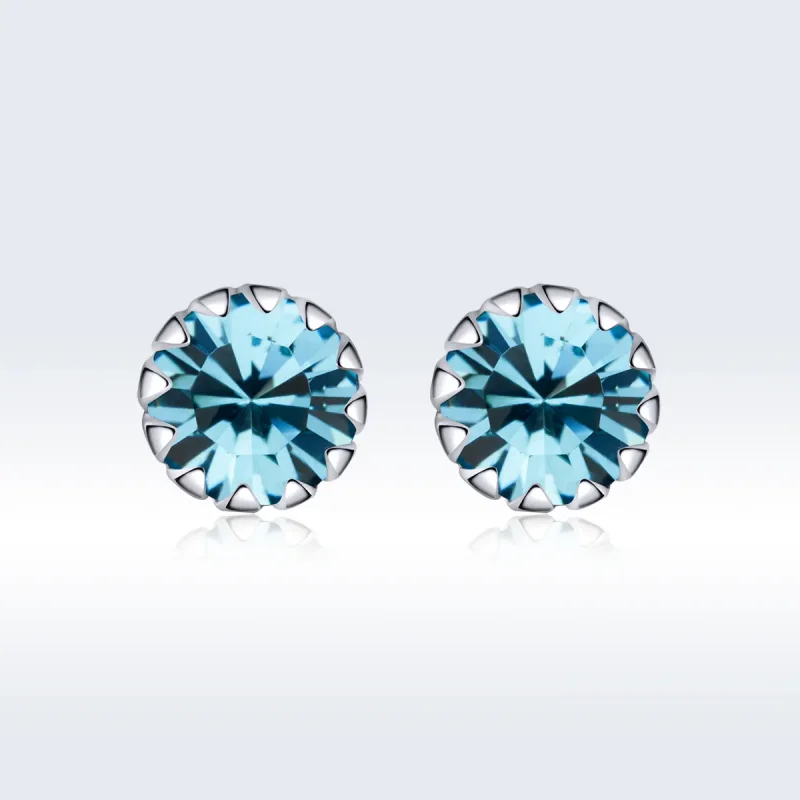 (image for) Pandora Style Silver Stud Earrings, Birthstone December - SCE862-12 - View 3