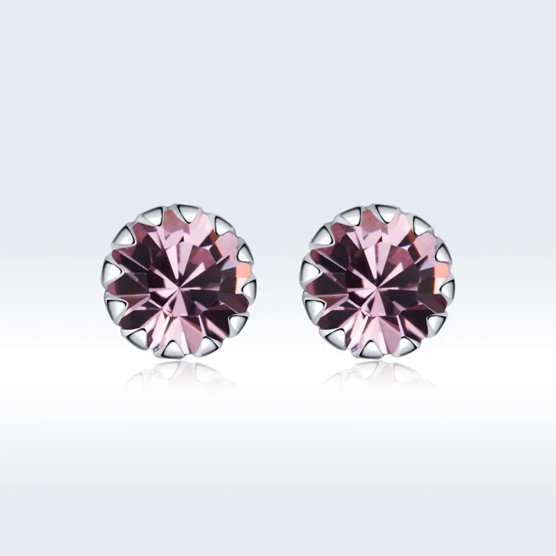 (image for) Pandora Style Silver Stud Earrings, Birthstone June - SCE862-6 - View 3