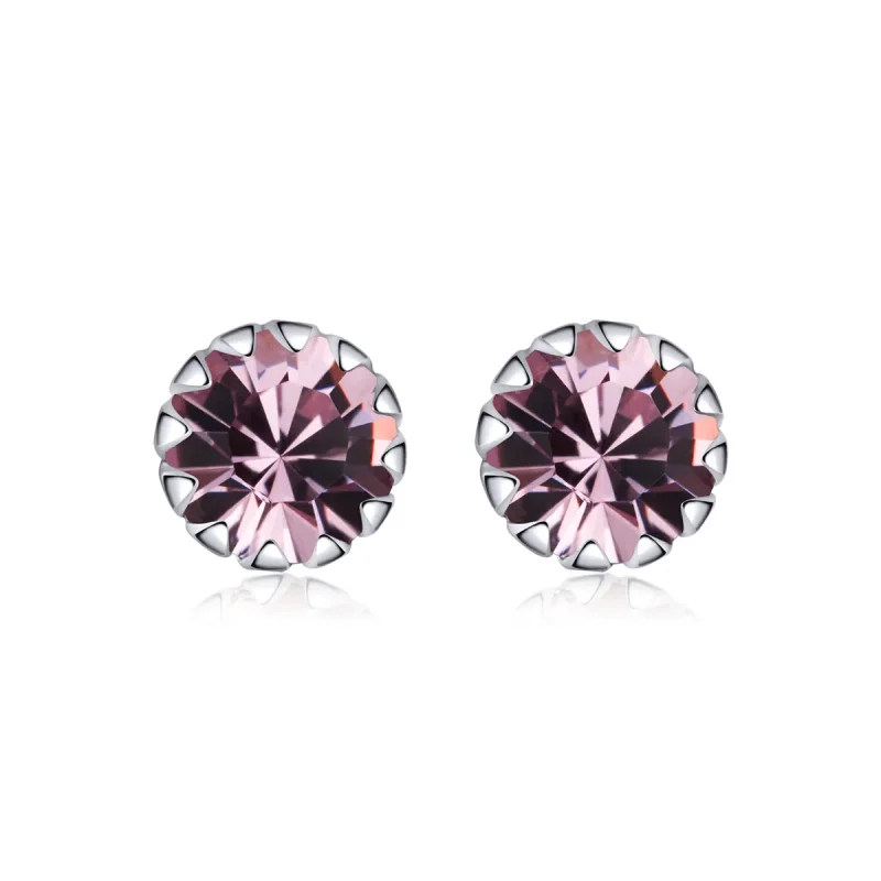 (image for) Pandora Style Silver Stud Earrings, Birthstone June - SCE862-6 - Product Image