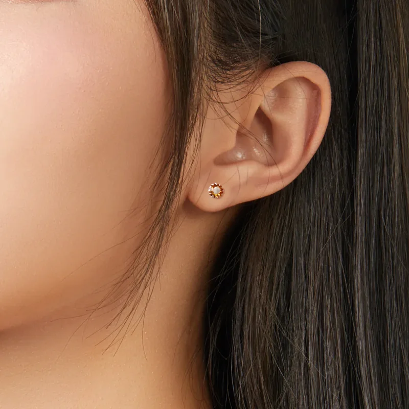 (image for) Pandora Style Silver Stud Earrings, Birthstone November - SCE862-11 - View 2