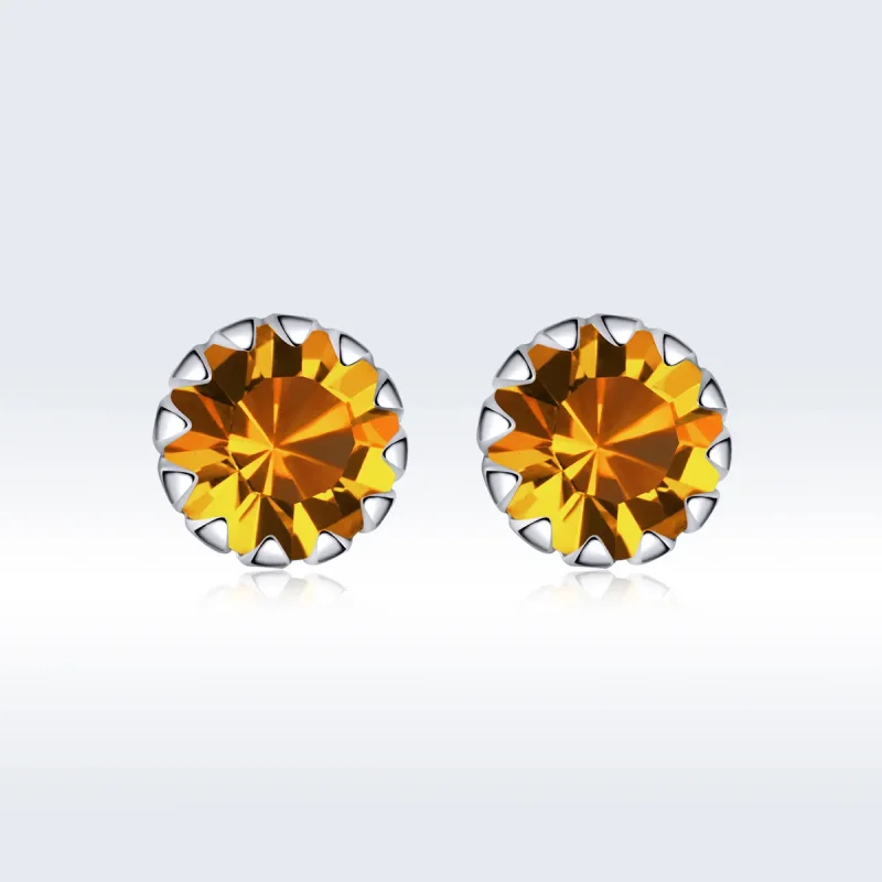 (image for) Pandora Style Silver Stud Earrings, Birthstone November - SCE862-11 - View 3