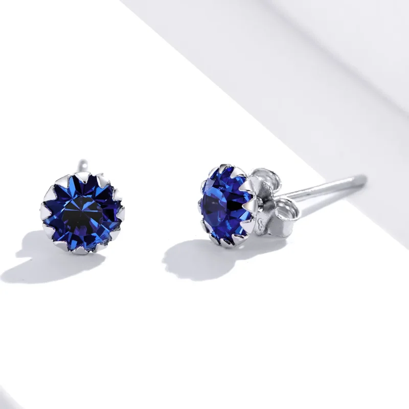 (image for) Pandora Style Silver Stud Earrings, Birthstone September - SCE862-9 - View 3