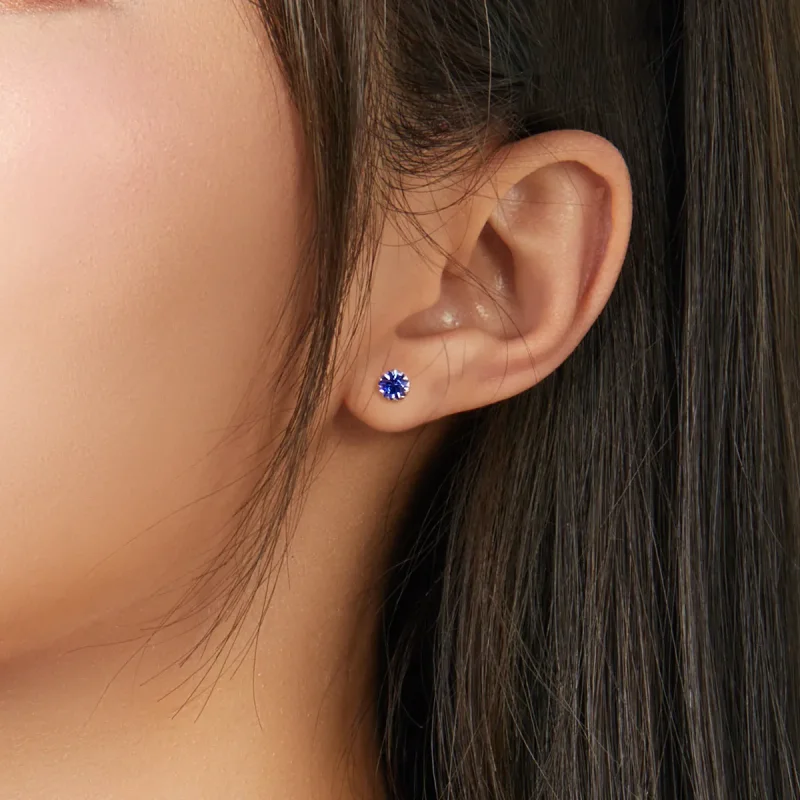 (image for) Pandora Style Silver Stud Earrings, Birthstone September - SCE862-9 - View 5