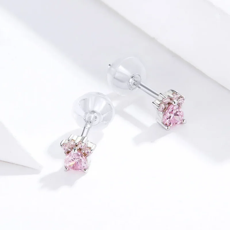 (image for) Pandora Style Silver Stud Earrings, Budding Claws - SCE781 - View 2