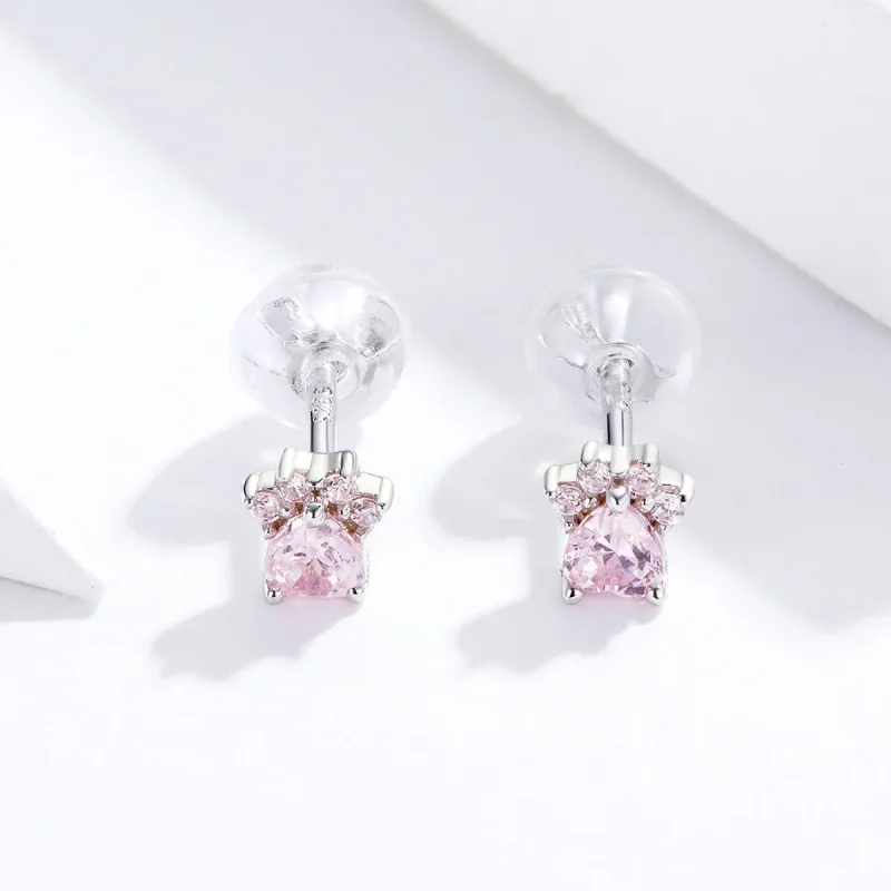 (image for) Pandora Style Silver Stud Earrings, Budding Claws - SCE781 - View 3