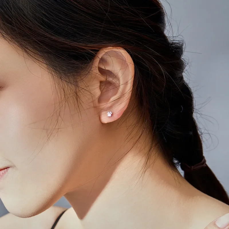 (image for) Pandora Style Silver Stud Earrings, Budding Claws - SCE781 - View 5