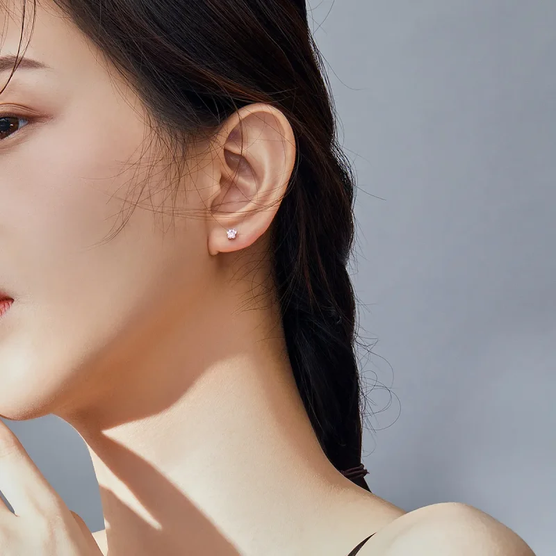 (image for) Pandora Style Silver Stud Earrings, Budding Claws - SCE781 - View 6