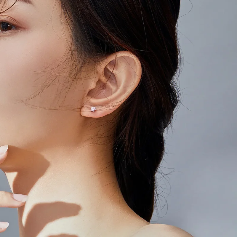 (image for) Pandora Style Silver Stud Earrings, Budding Claws - SCE781 - View 7