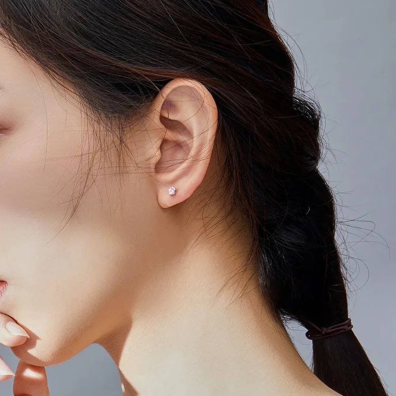 (image for) Pandora Style Silver Stud Earrings, Budding Claws - SCE781 - View 8