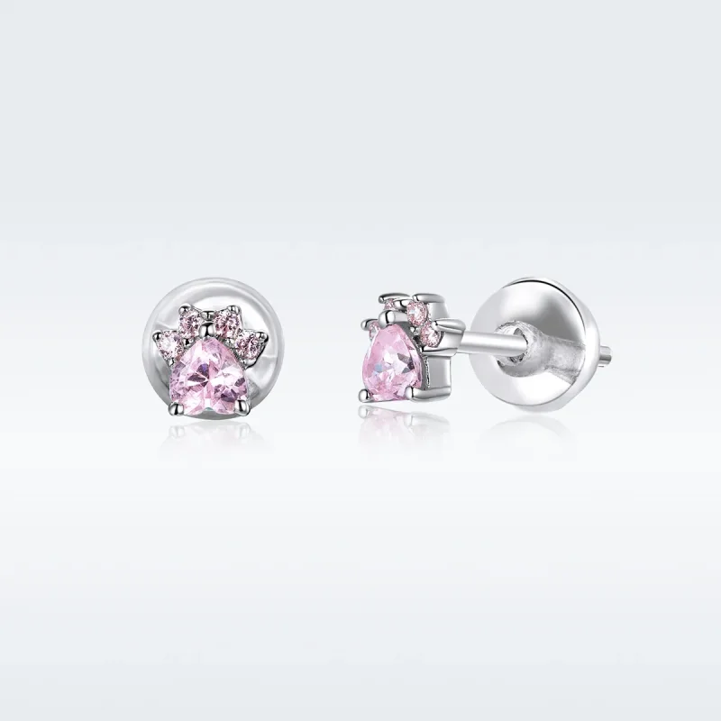 (image for) Pandora Style Silver Stud Earrings, Budding Claws - SCE781 - Product Image