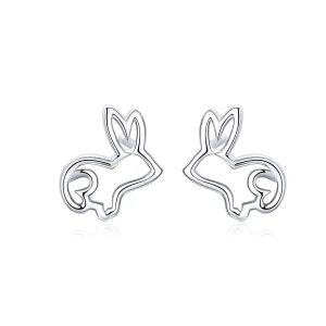 (image for) Pandora Style Silver Stud Earrings, Bunny - SCE698