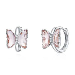 (image for) Pandora Style Silver Stud Earrings, Butterflies - SCE1105